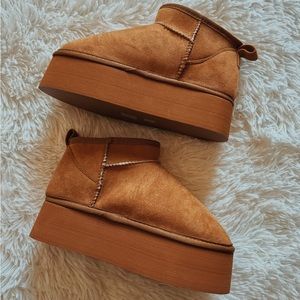 Ugg Like Fur Platform Booties